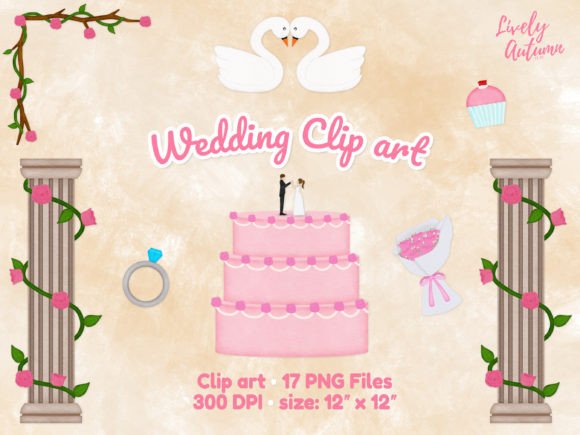 Beautiful Wedding Clip Art PNG Set for Creative Projects