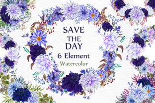 Blue Watercolor Flowers Clipart for Wedding Invitations & DIY Projects
