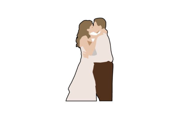 Capturing Romance: The Portrait Wedding Kissing Couple Vector