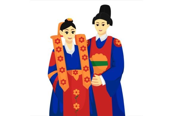 Capturing Tradition: The Art of Korean Wedding Character Illustration