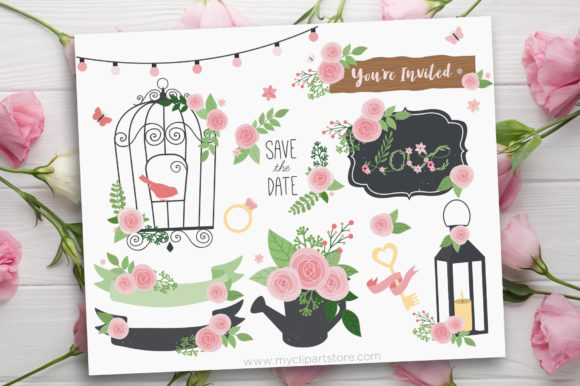 Charming Farmhouse Clipart for Your Wedding Designs