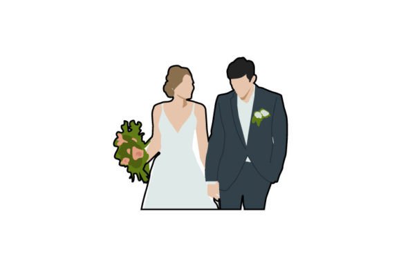 Couple Wedding Bride Drawing Clipart: Elegant Design Elements