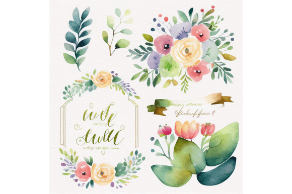 Embrace Romance with a Soft Watercolor Floral Wedding Set