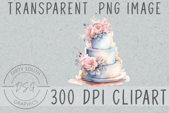 Soft and Dreamy Watercolor Wedding Cake Graphic for Your Designs
