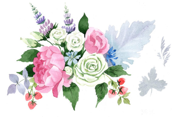 Wedding Pink Bouquet PNG Watercolor Set: A Designer's Floral Toolkit