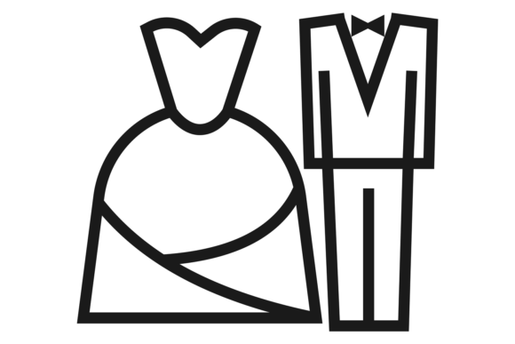 Wedding Symbol: Bride and Groom Clothes for Modern Design